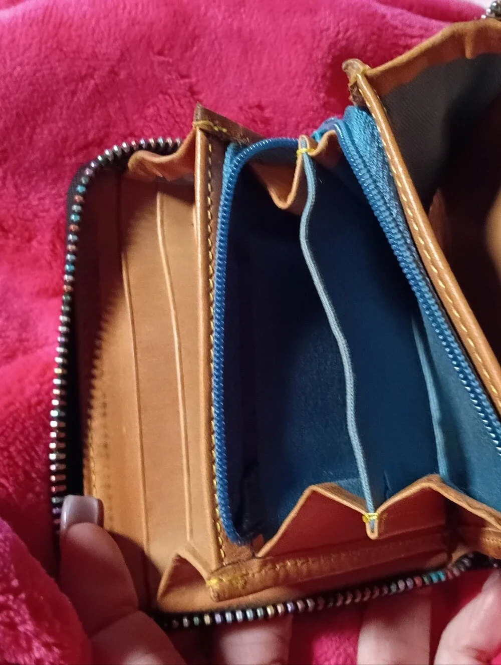 Dooney & Bourke Rainbow Zipper Black Rainbow DB Logo Zip Card Wallet